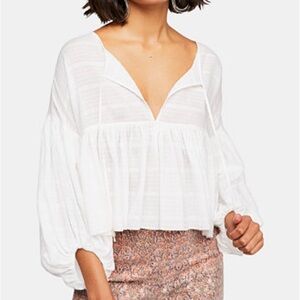 Free People Beaumont Mews Cropped Peasant Top